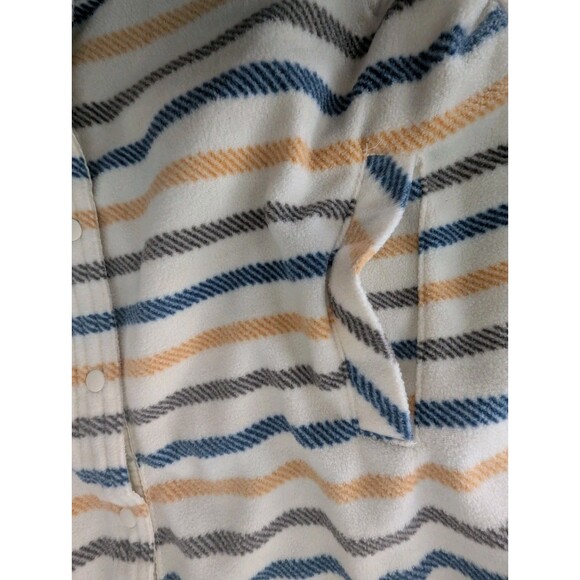 O'neill Fleece Jacket Mens Small White Striped Snap Button Up Soft Outdoors - Picture 6 of 11